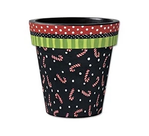 Candy cane 12” Garden Polyresin Art Christmas Winter Standing Planter - Picture 1 of 1