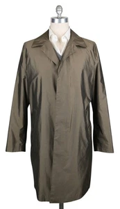 Kiton Olive Green Silk Solid Raincoat - 42/52 - (COATX10) - Picture 1 of 4