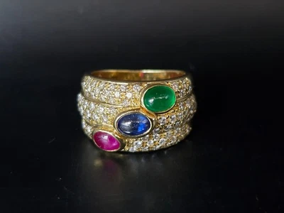 Ring Masterpiece Rubin Saphir Smaragd Brillant 750 Gold Ring Größe 49 (15,6 mm Ø - Bild 1 von 4