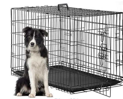 Dog Crate for Large Dogs 48 Inch Folding Metal Wire, Black - Image 1 of 3