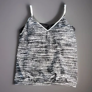 Free Country Women’s Tankini Top Black White Striped Built in Bra Size Med. 8-10 - Picture 1 of 5