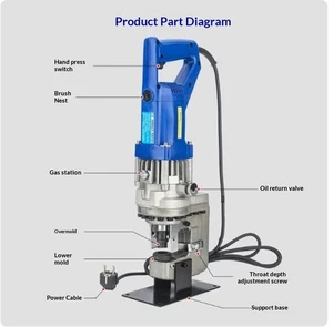 Handheld Electric Hydraulic Mini Punching Machine for Steel and Aluminum Plates - Picture 1 of 28
