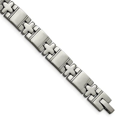 9mm Men's Polished Titanium Cross Link Bracelet - Image 1 of 4