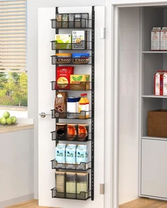 12.3" W Narrow Over the Door Pantry Organizer, 8-Tier Over the Door Organizer... - Picture 1 of 6