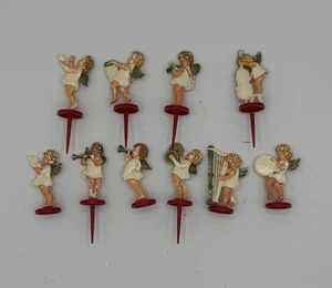 10 Vintage Cherub Engel Weihnachtsband Cupcake Tortenaufleger Made in Germany LESEN - Bild 1 von 7