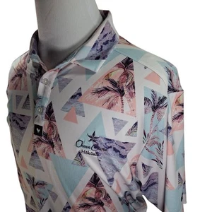 Bad Birdie Golf Polo Shirt Cali Geometric Trees Ocean Course Hokuala Mens XXL - Picture 1 of 9