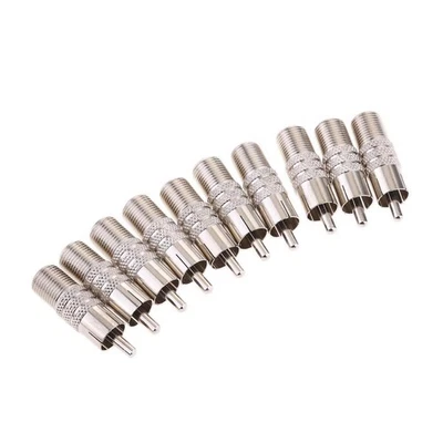 10pieces F Type Coaxial Coax Jack Female to RCA Plug Male Adapter Connector - Image 1 of 4