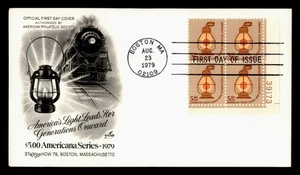 DR WHO 1979 FDC AMERICANA LAMP $5 PLATE BLOCK ARTCRAFT CACHET M60124 - Picture 1 of 2