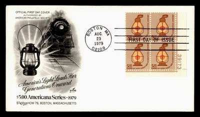DR WHO 1979 FDC AMERICANA LAMP $5 PLATE BLOCK ARTCRAFT CACHET M60124 - Image 1 of 2