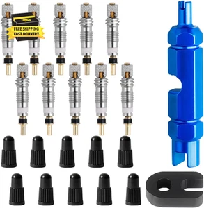 22PCS Bike Presta Valve Core Kit, Motorbike Tubeless Valve Caps with Alloy Remov - Picture 1 of 6