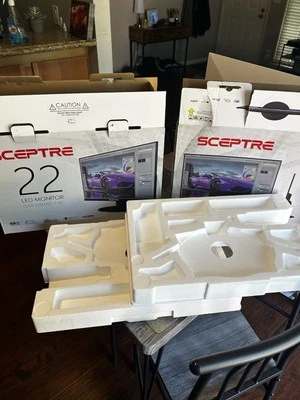 Dual Sceptre 22” LED Monitors- Ultra Slim Full HD 1080p 75HZ HDMI VGA/ - Image 1 of 4