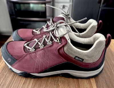 Oboz Burgundy Gray Waterproof Sapphire Low Hiking Shoes Sneakers Boots 8 1/2 - Image 1 of 4