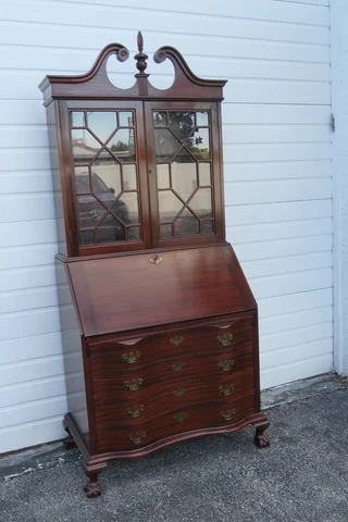 Maddox Mahogany Ball and Claw Feet Two Part Tall Secretary Desk 3965 Cover