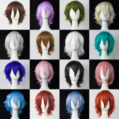 Sexy Pelucas Completas de Pelo Corto Multicolor Disfraz Juegos con disfraces Moda Anime Fiesta Pelo Foto 1 de 2