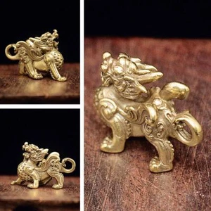 Brass Auspicious Beast Kirin Bronze Pendant Decoration Vintage Brass Statue I0 - Picture 1 of 12
