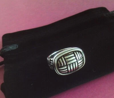 ANILLO TEJIDO CANASTA PLATA ESTERLINA CORDÓN GUIJARROS BARRY NEGRITA TALLA 5,5, 12,5 gr Foto 1 de 4