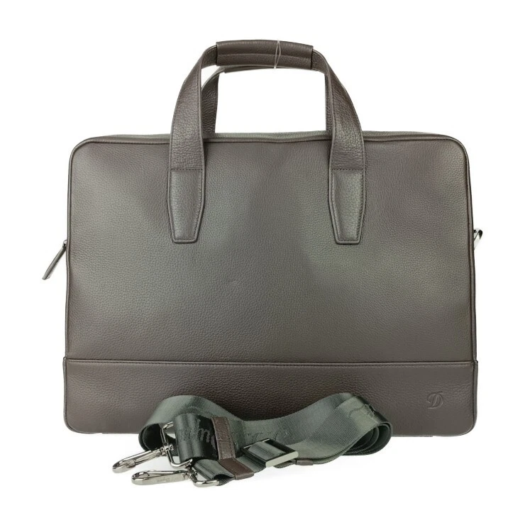 S.T.Dupont Business Bag Briefcase - Dark Brown Leather Men's 2WAY Shoulder Bag - Image 1 of 4