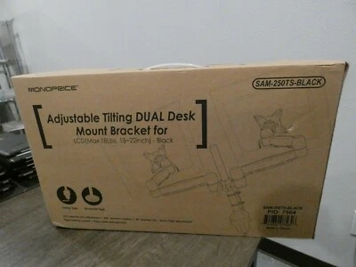 Nuevo Monoprice Inclinable/Giratorio DUAL Monitor Soporte de Montaje de Escritorio Monitores 15-22 pulgadas Foto 1 de 4