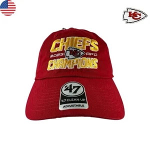 '47 Men's 2023 AFC Champions Kansas City Chiefs Clean Up Adjustable Hat Cap NWT - Picture 1 of 6
