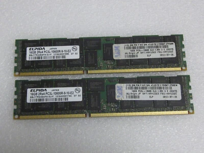 32GB (2x16GB) Elpida EBJ17RG4EAFA-DJ-F DDR3L 1333MHZ 1.35V ECC REG - IBM 49Y1565 - Bild 1 von 3