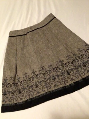 Ann Taylor LOFT Skirt~Wool Blend~10~Satin & Velvet Trim~Sequins~Fully Lined~EXC! - Изображение 1 из 4