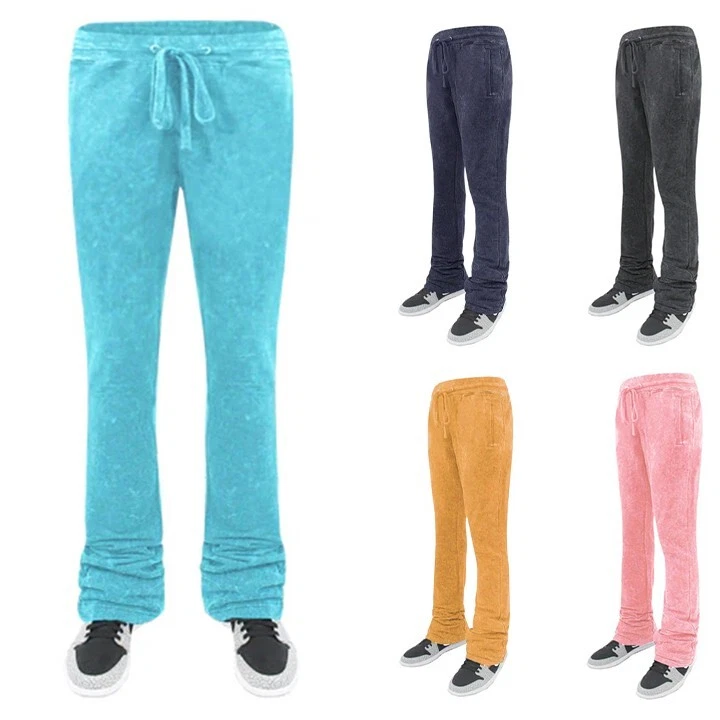 Pantalones deportivos REBEL MINDS informales de vellón apilados lavados con ácido para hombre 332-441 Foto 1 de 1