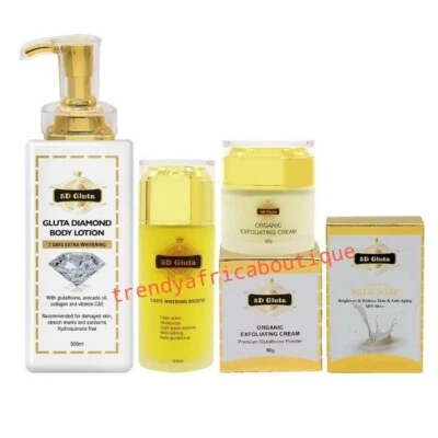 Loción blanqueadora de gluta-diamante 4 piezas, suero, crema facial y jabón de leche AUTÉNTICO 👌 Foto 1 de 4