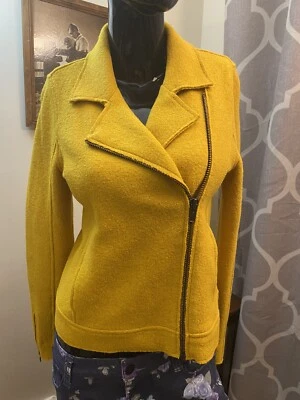 Chaqueta Moto Tahary Mujer Talla s/p Amarillo Lana Viscosa Abrigo Cremallera Cuello Foto 1 de 4