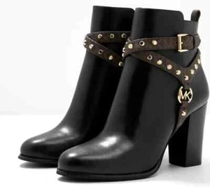 MICHAEL KORS PRESTON BOOTIE LEDER 40F9PRHE8L SCHWARZ/BRAUN DAMEN NEU - Bild 1 von 8