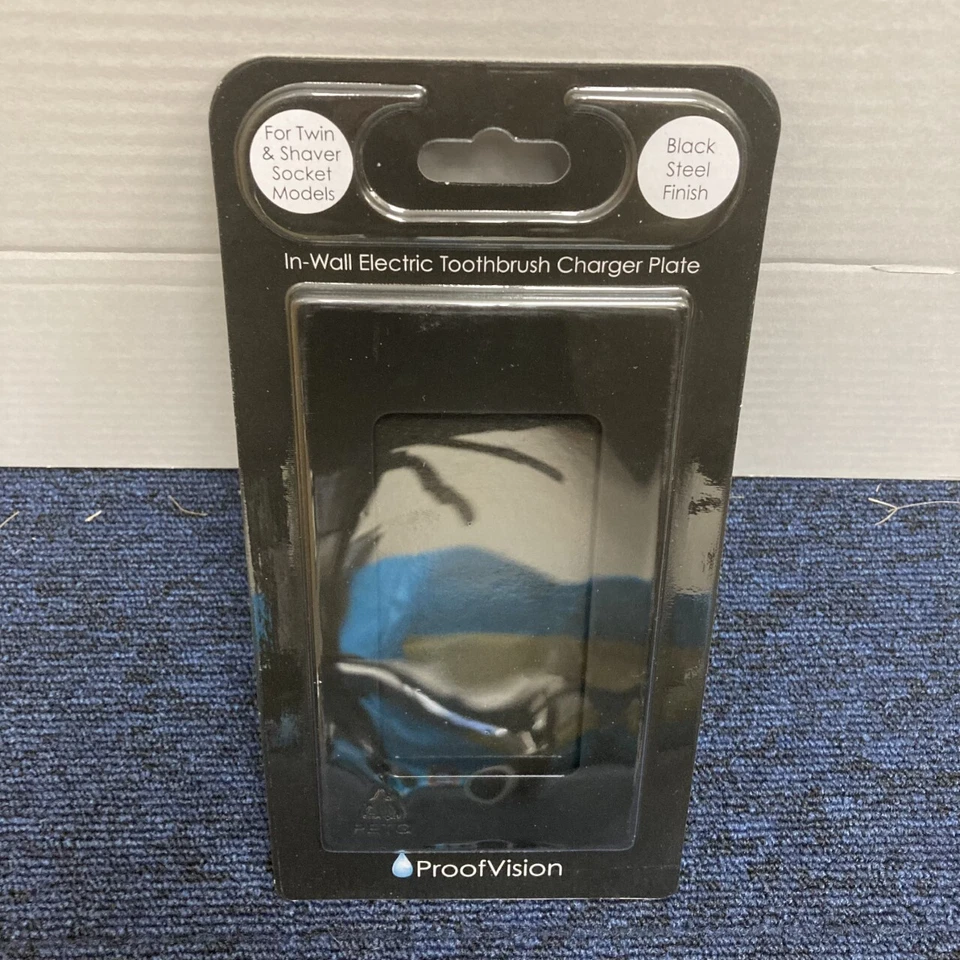 Proofvision In-Wall Electric Toothbrush Charger Face Plate Black Steel PV11