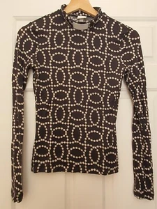H&M Modified Clergy Collar Top XS Black White Modal - Picture 1 of 5