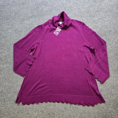 Isaac Mizrahi Live Sweater Women 2X Purple Knit 3/4 Sleeve Stretch Casual Career - Image 1 of 4