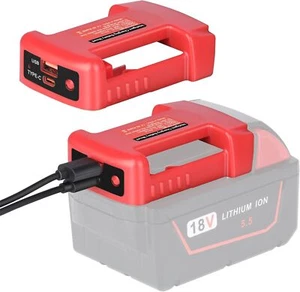2pcs USB Charger Adapter for Milwaukee 18V Li-ion Battery with Type-C USB US - Picture 1 of 8