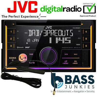 JVC KW-DB95BT Double Din DAB Radio Bluetooth CD USB MP3 Car Stereo Player Aerial - Image 1 of 4