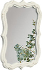 Bathroom Wall Mounted Mirror Vanity Rustic White Scalloped 12" X 15" Vintage