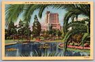 Elks Club Gen Douglas MacArthur Park Los Angeles CA California Linen Postcard PM