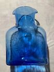Vase pichet carafe en verre art vintage bleu carré lumière double bec eau Blenko