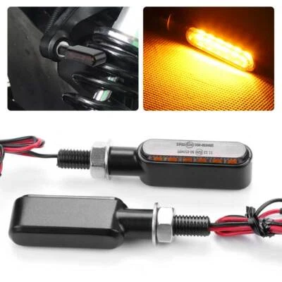2X Motorcycle LED Turn Signal Light Mini Blinker Indicator Amber Black Universal - Image 1 of 4