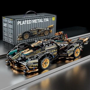 V12 Limited Edition Supercar Model Building Block Set Black Gold Toy 1330pcs - Picture 1 of 7