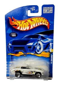 Mattel Hot Wheels '65 Corvette #109 White Flames Chrome Wheels 50639 - Picture 1 of 10