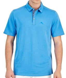 S- Tommy Bahama Men's Kohala Peak Vibrant Sea Aqua Tencel Model Polo Shirt 44" - Picture 1 of 10