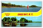 Postcard: NY Canoe, Lake, Boats, Greetings From Eagle Bay, New York - Unposted