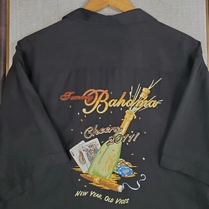 TOMMY BAHAMA Mens Size Large 2011 New Year Hawaiian Shirt Subtle Vertical Stripe - Picture 1 of 12