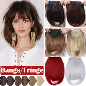 Thin Neat Bangs AS Remy Human Hair Extensions Clip in on Fringe Front Hairpiece - Picture 1 of 36