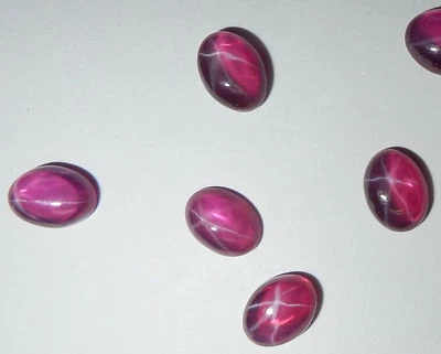 Transparent Star Ruby Oval 8x6 mm Cabochon 6 Rayed Lab-created Stone 5 pcs Lot - Image 1 of 4