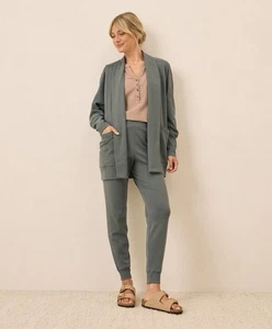 Pact Classic Airplane Set Cardigan + Jogger Castor Green W9ML $168 MSRP L - Picture 1 of 9