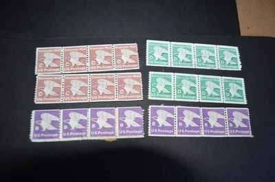 US Postage Lot of Eagle B C and D rate Stamps in strips of 4 tOTAL 24 - Image 1 of 4