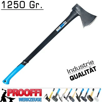Profi Holzaxt Holz Beil Forst Hand Axt Holz Spalten Fiberglas ERGO Stiel 1250 Gr - Bild 1 von 4