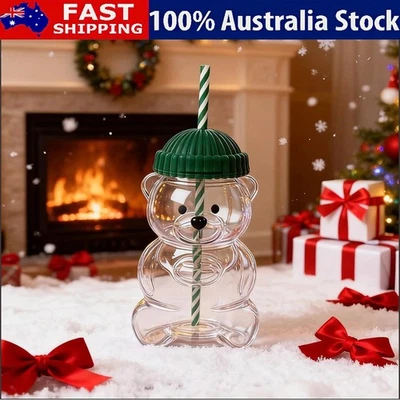 2025 Bearista Bear Beanie Glass Tumbler 20oz Cold Coffee Cup Green Straw - image 1 of 4