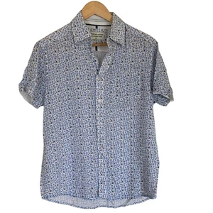 Report Collection Mens Sustainable Fiber Blue Patterned Button Up Shirt Size S - Picture 1 of 9